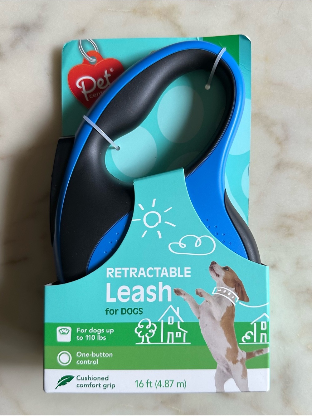 Pet Central Comfort Grip 16 Foot Retractable Leash
